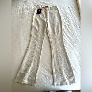 Sand tailored linen flares trousers